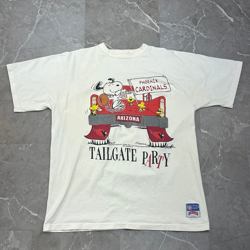90s Vintage Arizona Cardinals Snoopy Graphic Tee Mens XL Tailgate Party Shirt